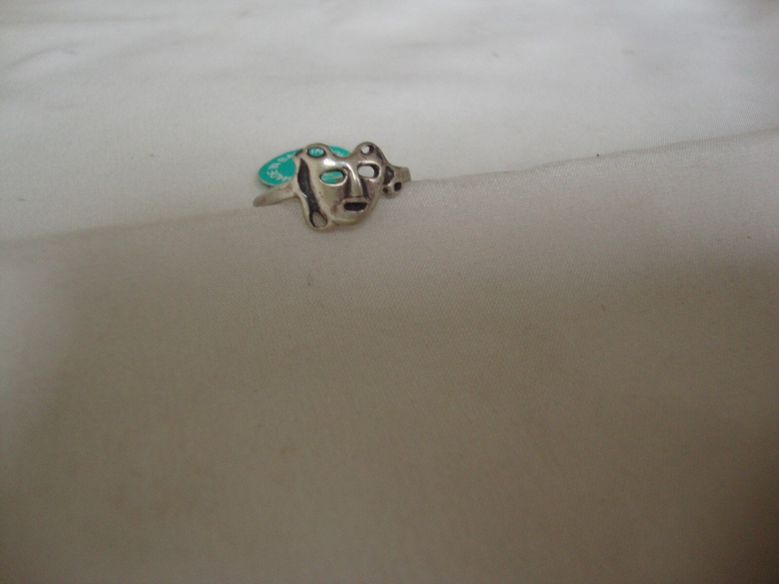 VINTAGE 1980s OPENWORK 3D GREEK DRAMA MASK RING STERLING SILVER STAMP 925 SZ 8