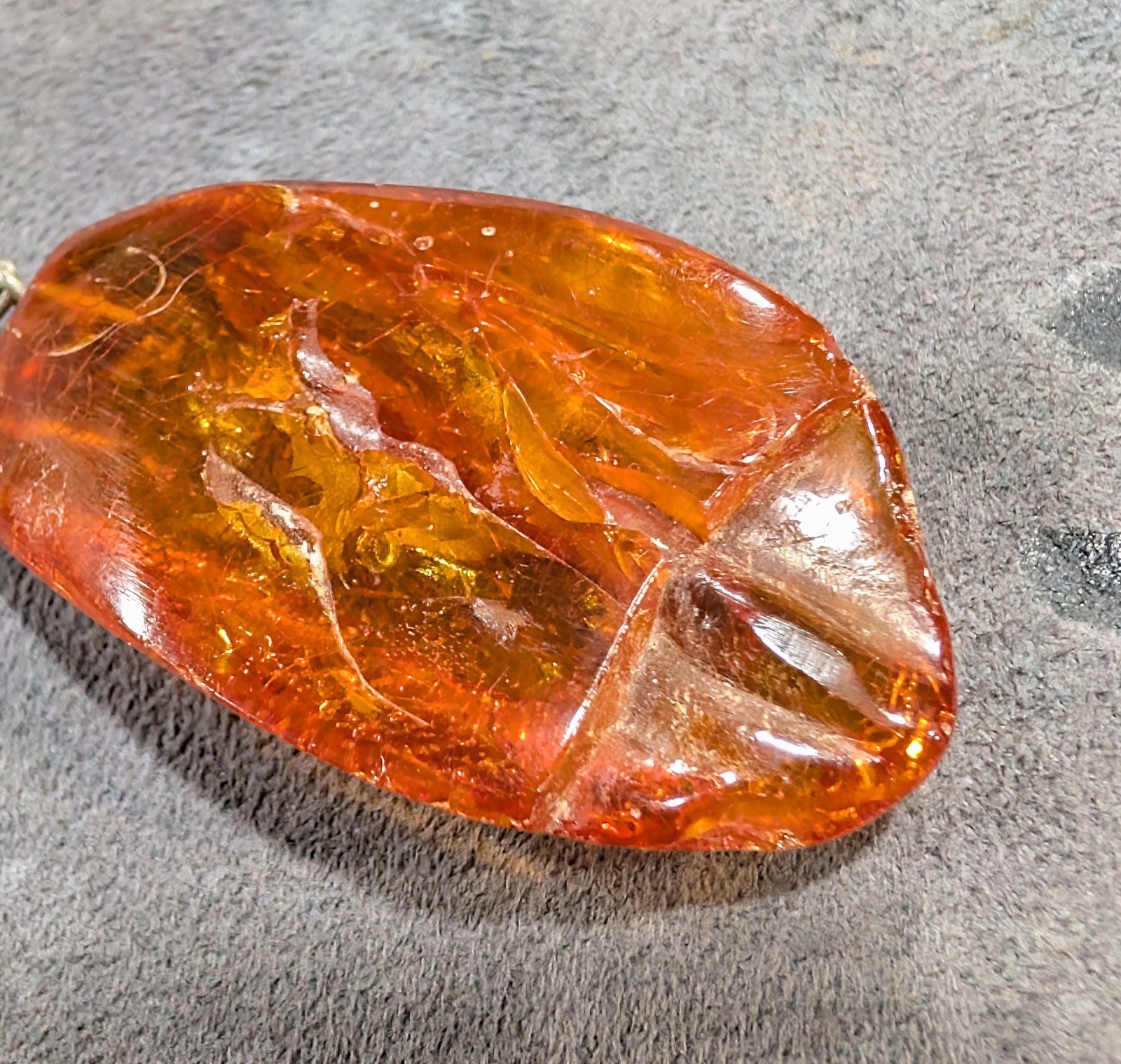Vintage, Silver Tone, Link Chain, Baltic Amber, Resin Pendant Necklace