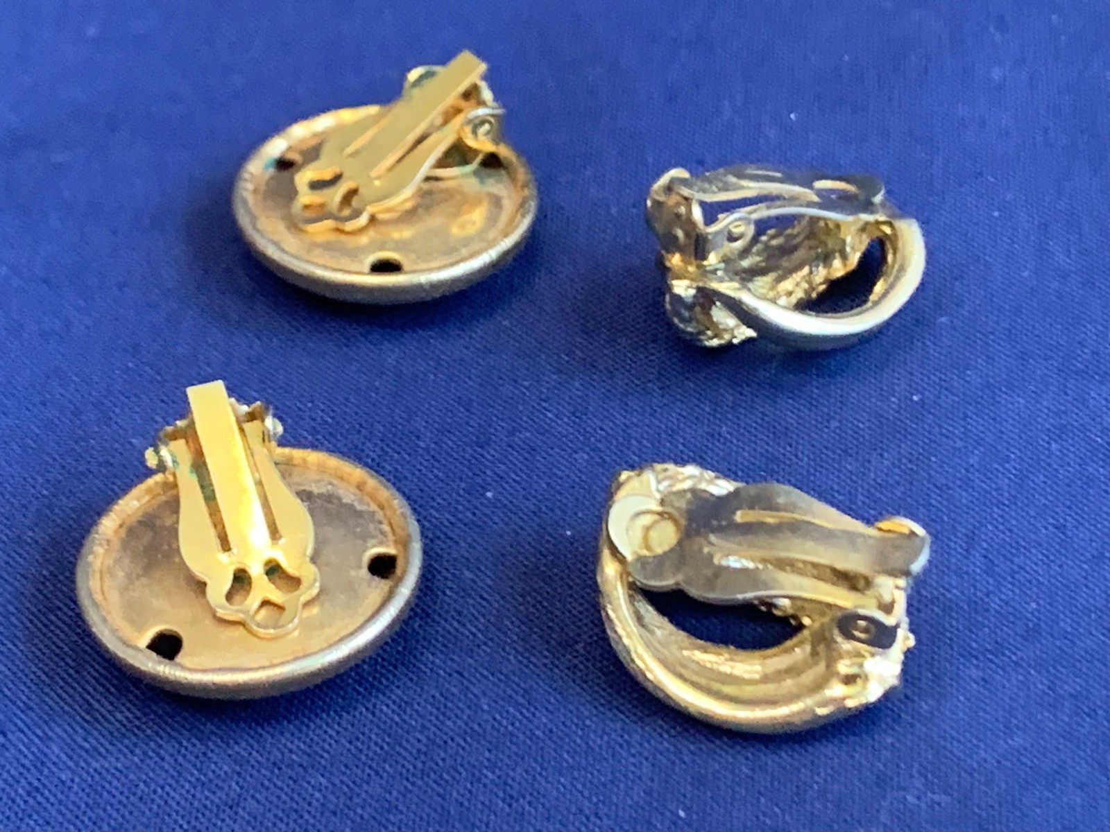 Vtg Clip-On Earring Lot Monet Sarah Coventry Avon Golden Faux Pearl / Gemstones