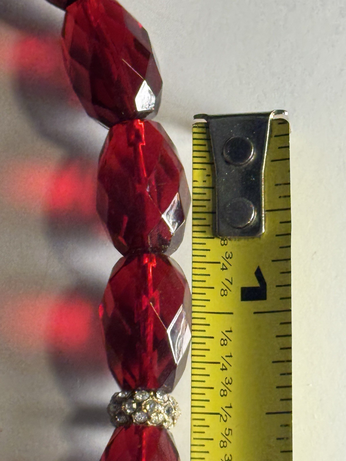 Chaps Ruby Red Acrylic Cherry Bead Crystal Accent Necklace WITH TAGS