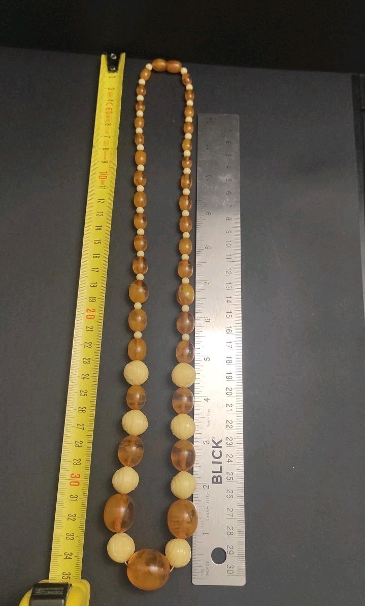 Antique Vintage Amber Bakelite Beads Necklace 64 grams