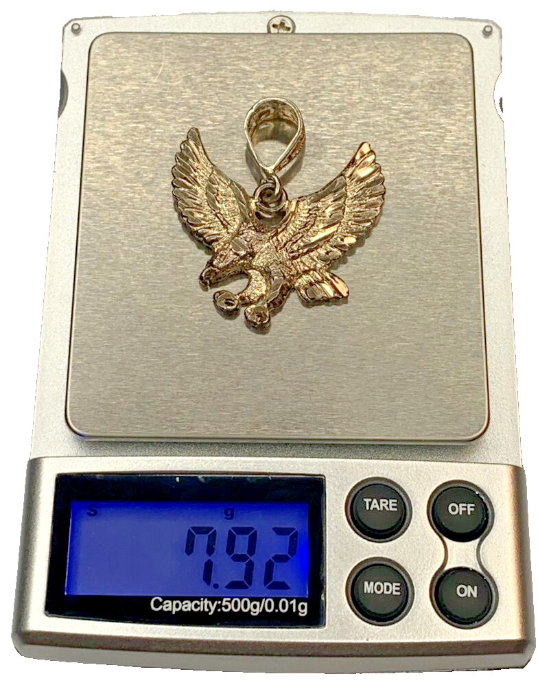 Vintage Sterling 925 Gold Vermeil Open Wing Flying Eagle USA Patriotic Pendant