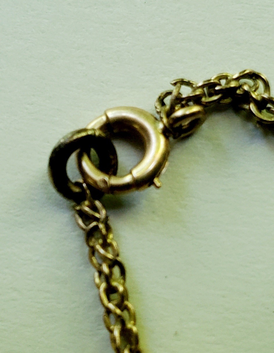 Antique gold tone etched/monogrammed locket pendant necklace stamped F.L.S.
