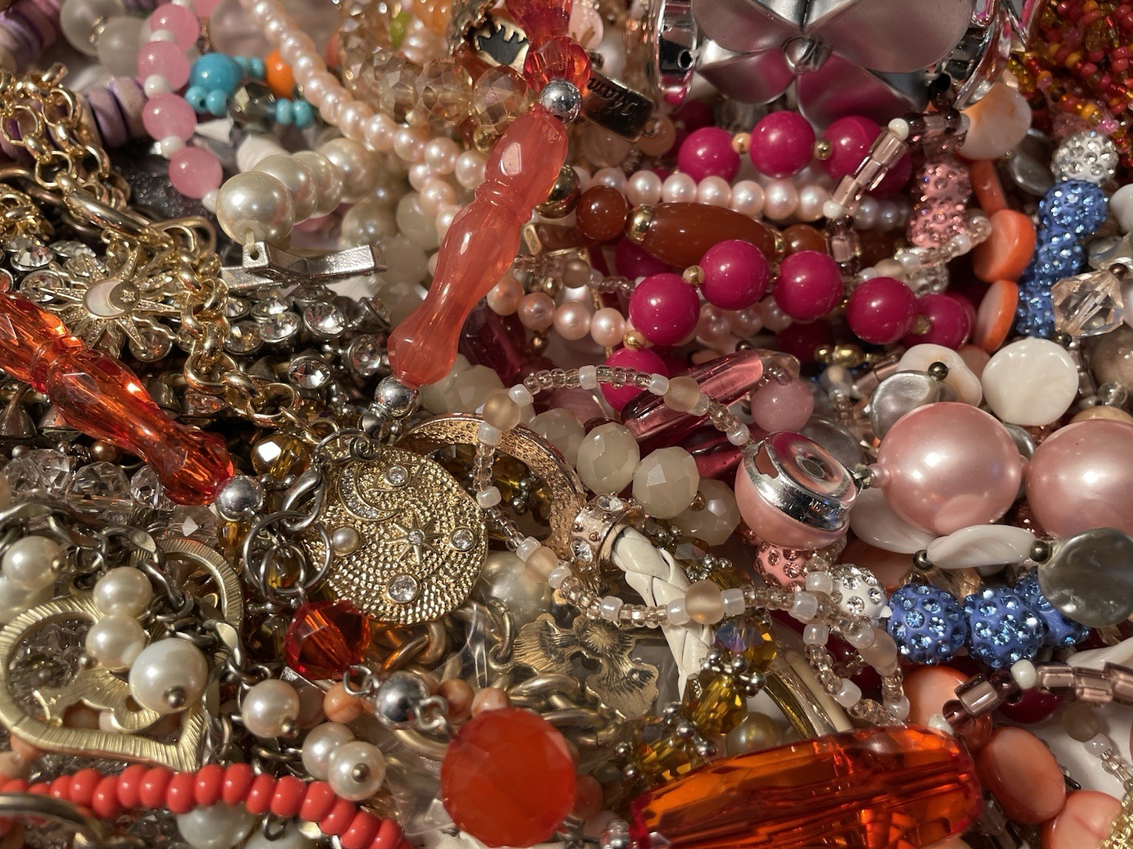 4Lb Mixed Mystery Jewelry Lot Vintage Mod Boho Beaded Necklaces Bracelets
