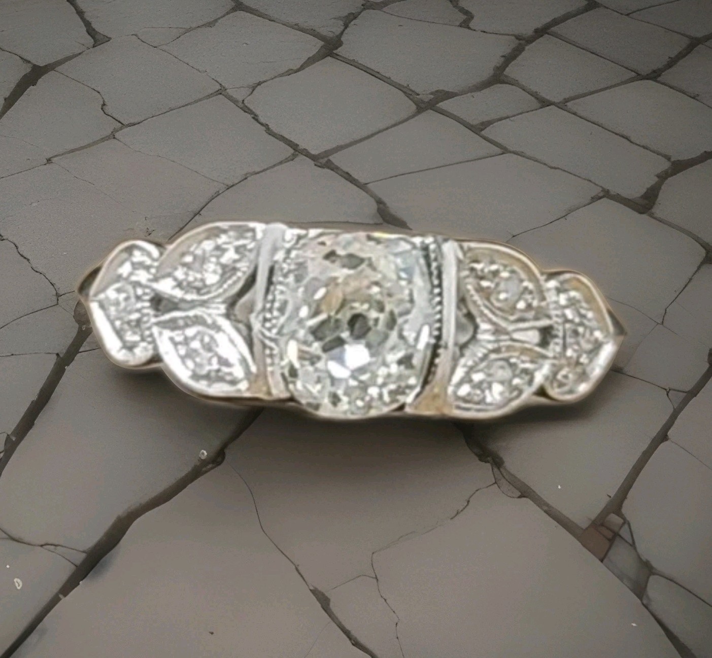 Platinum Vintage Filigree Engagement Ring 0.78ct. Natural Old Mine Cut Diamond
