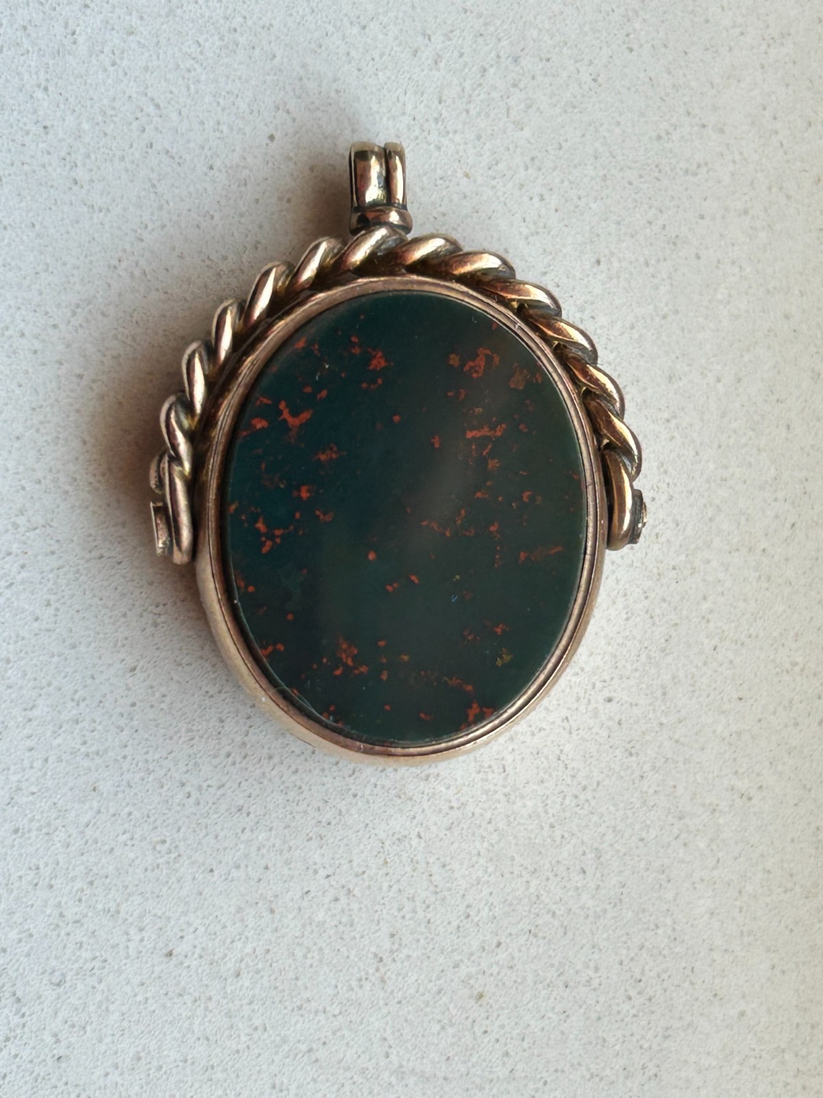 9ct Yellow Gold Spinning Fob Pendant Carnelian And Blood Stone Birmingham 1901
