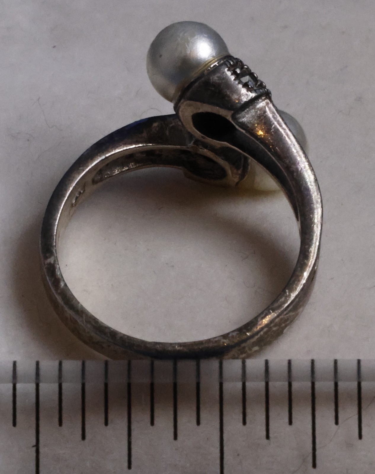Vintage Sterling Silver 925 CW Faux Pearl Marcasite Ring Size 6.5