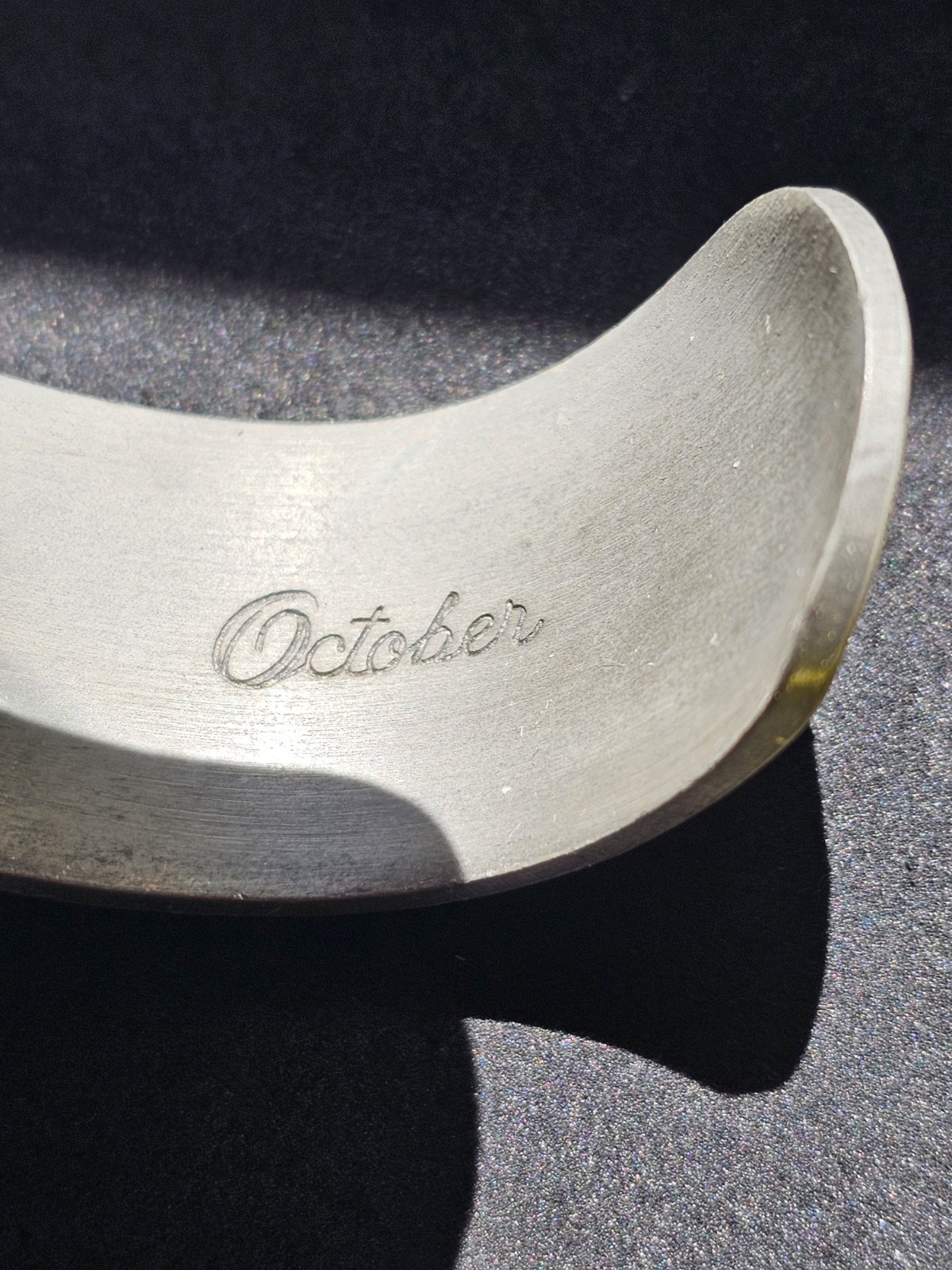 Vtg Salisbury Pewter October Flower of the Month Wide Cuff Bracelet Adjustable
