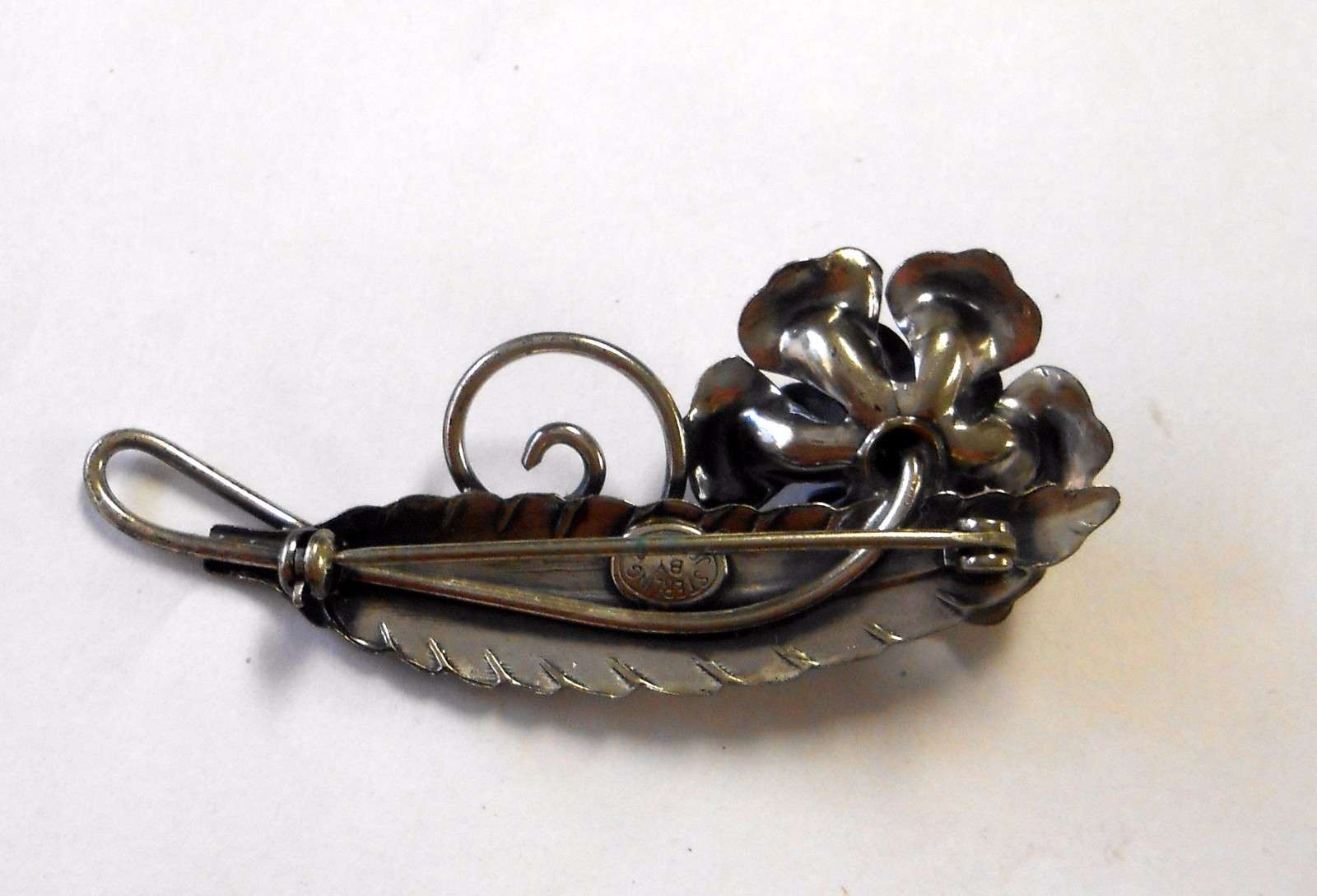 Vintage Jewelart Sterling 925 Silver Large Flower Brooch Pin 8.4 Grams 60 mm
