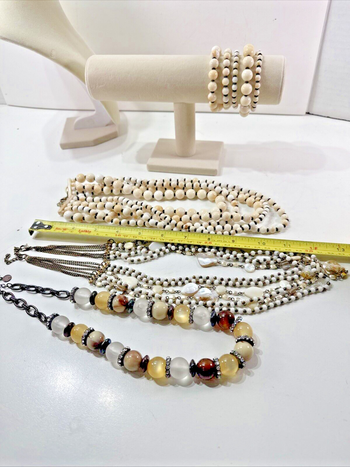 Beautiful Vintage Estate Lot 3x Beaded/Metal/STONES Necklaces & Bracelets