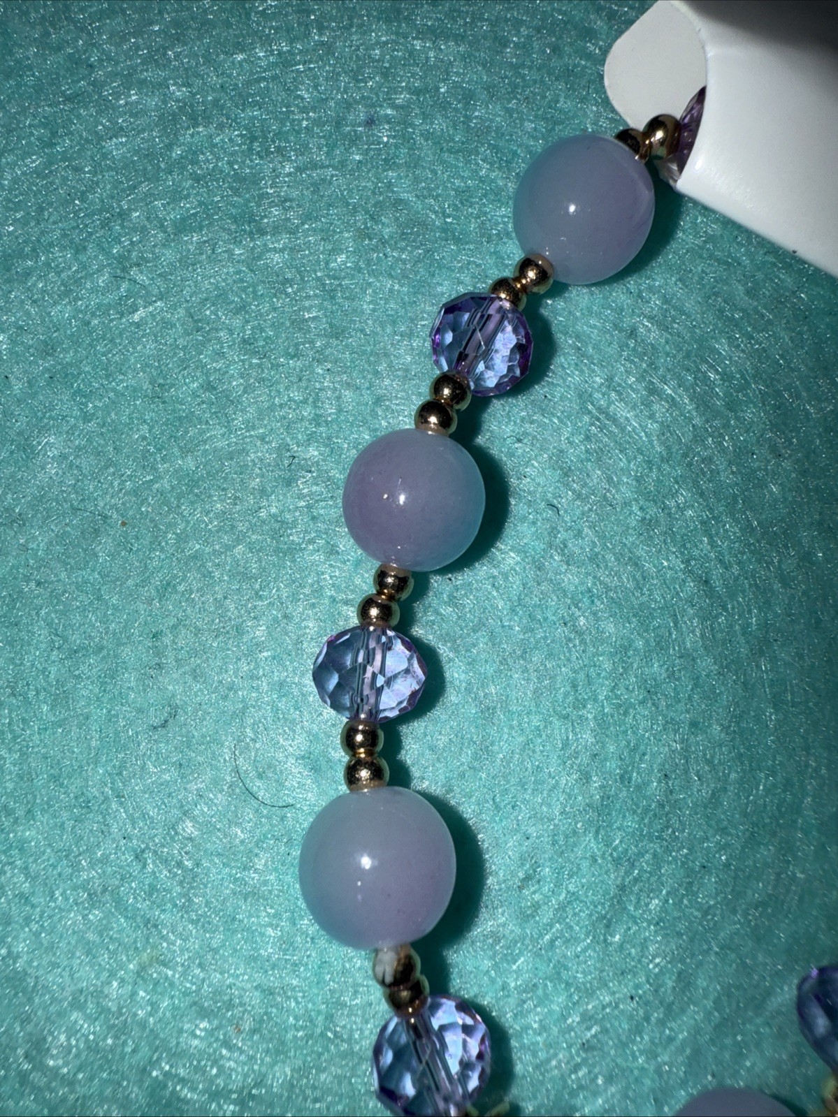 Expandable Marble Blue With Purple Swarovski With Dangling Rhinestone Clover