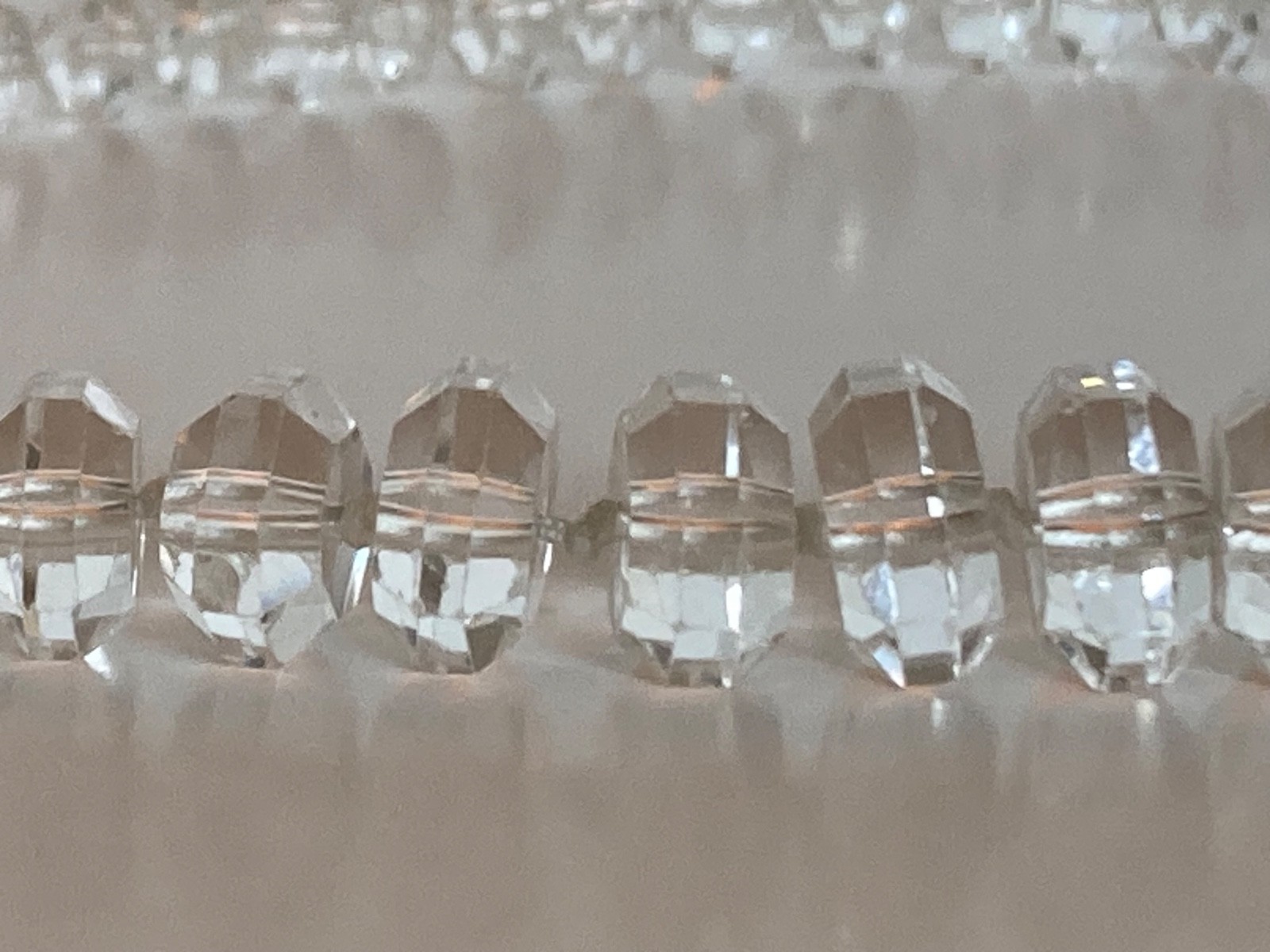 Art Deco Rock Crystal Graduated Hand Knotted 14k Diamond Clasp