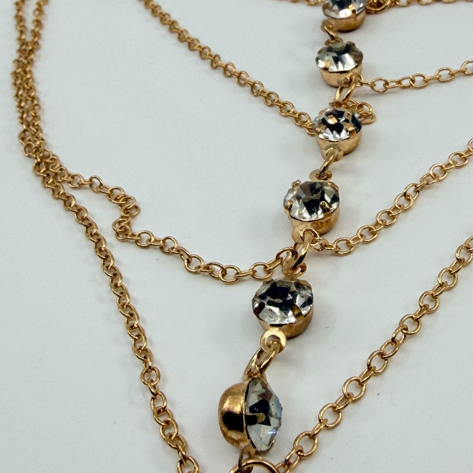 Vintage Gold Tone Layered Hand Chain Bracelet Slave Finger Ring Boho Retro 90s