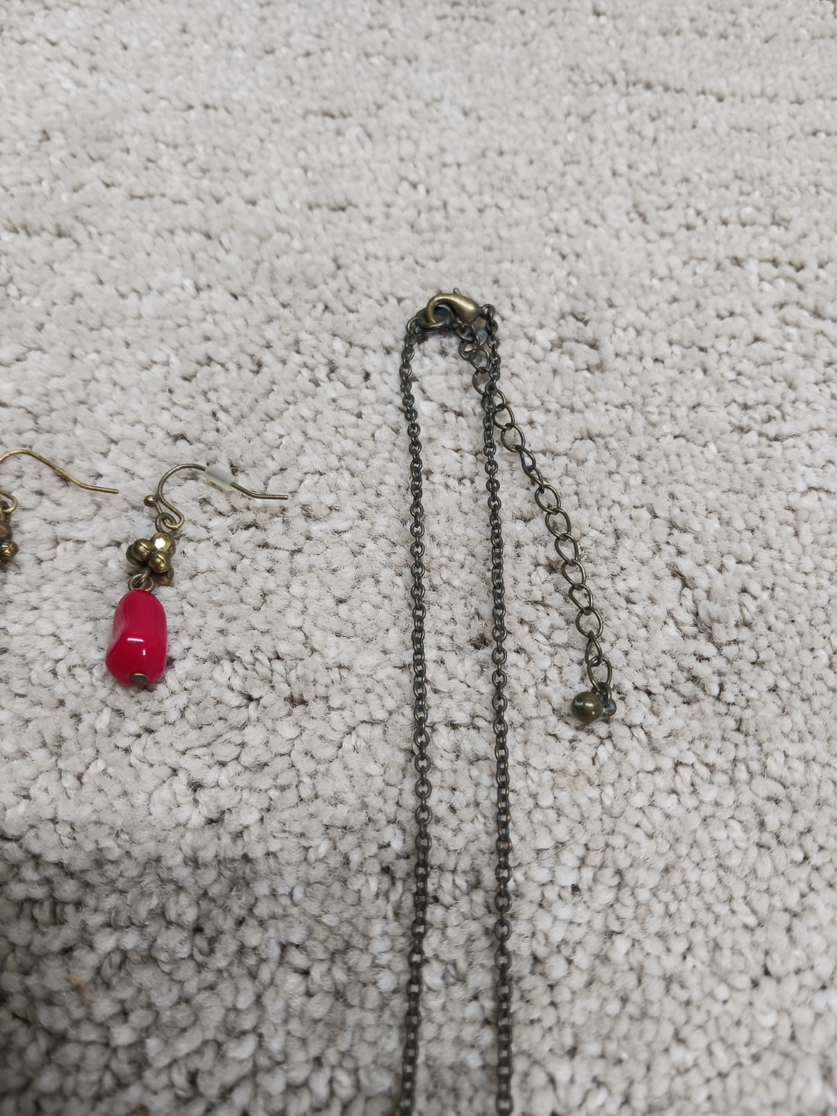 Unbranded Design Gold-Red Tone Beaded Necklace W/ Earrings