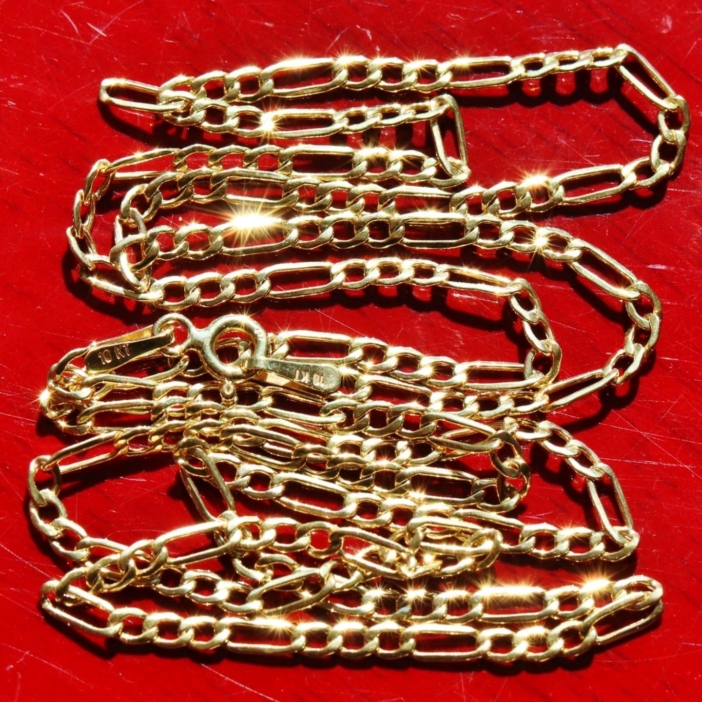10k yellow gold necklace 24.0″ Figaro link chain vintage handmade 2.23gr
