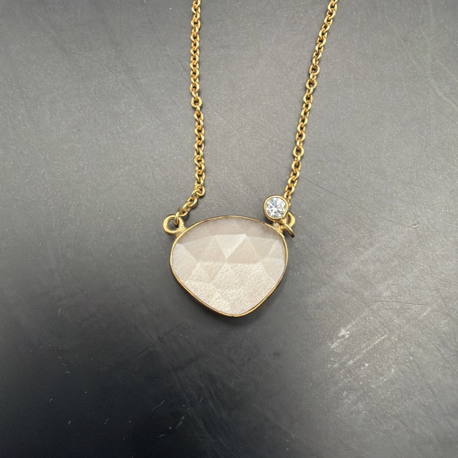 Agatha Paris Gold Tone Necklace With Pinkish Gemstone 15-17”