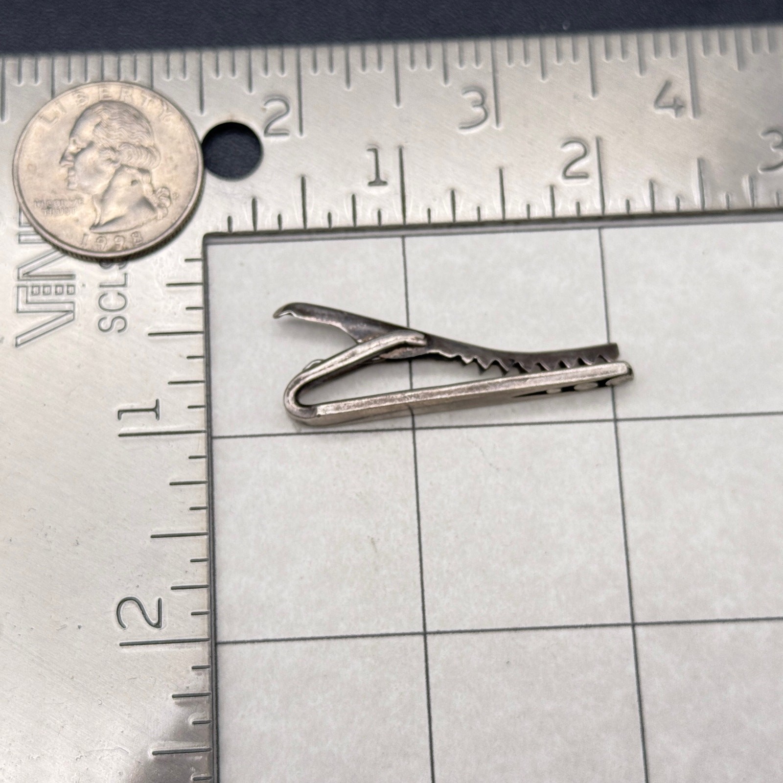 Vintage Modernist Los Castillo Sterling Silver Tie Clip