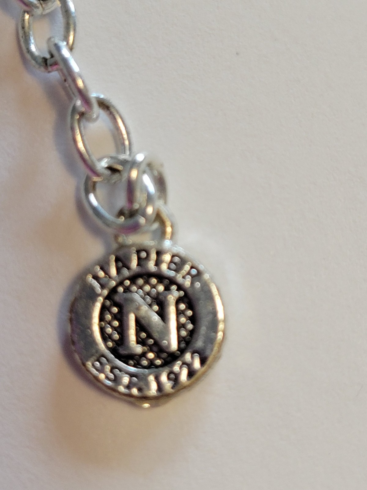 Vtg Napier Silver-Tone Cable Chain Necklace with Black & Silver Charms