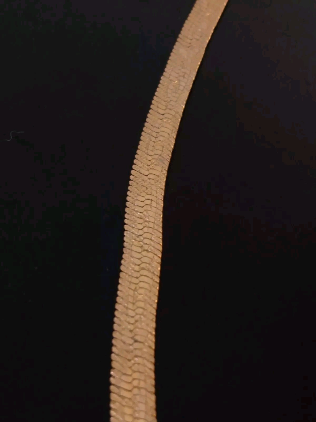 Vintage Faux Gold Herringbone Chain Necklace with Vine Print 18 in x 1/4 in