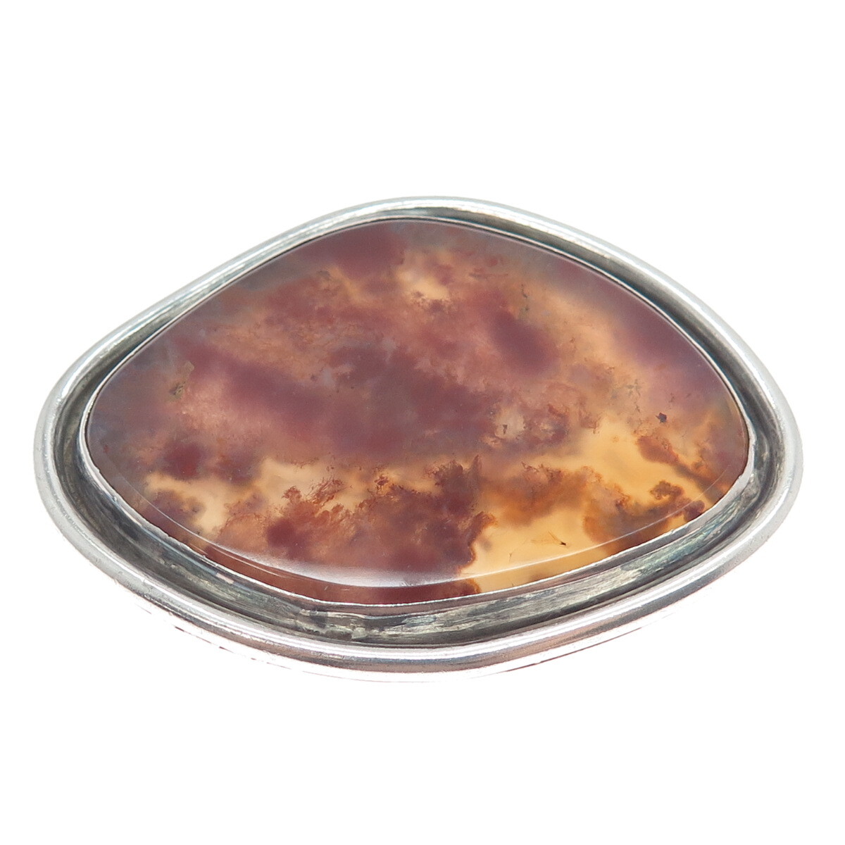 KIT HEATH 925 Sterling Silver Vintage Real Agate Modernist Large Pendant