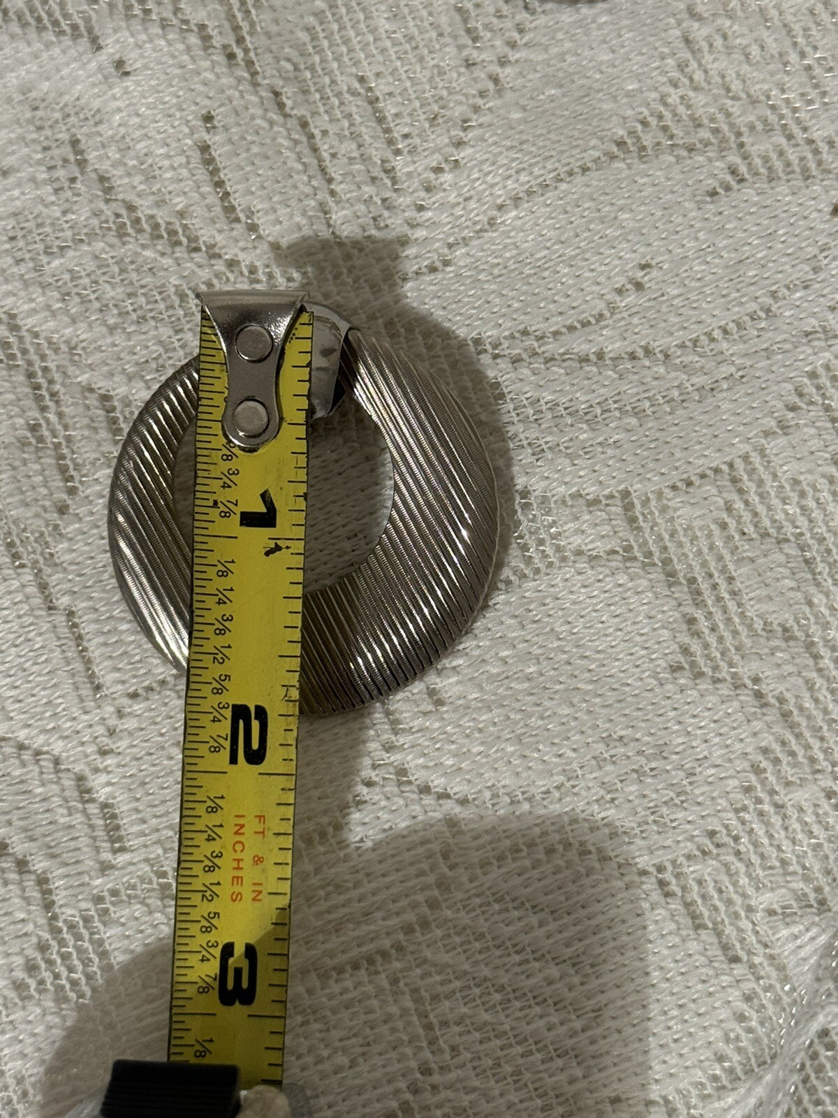 Vtg Pair Earrings Textured Door Knocker And Double Disc Pierced – Aluminum Metal