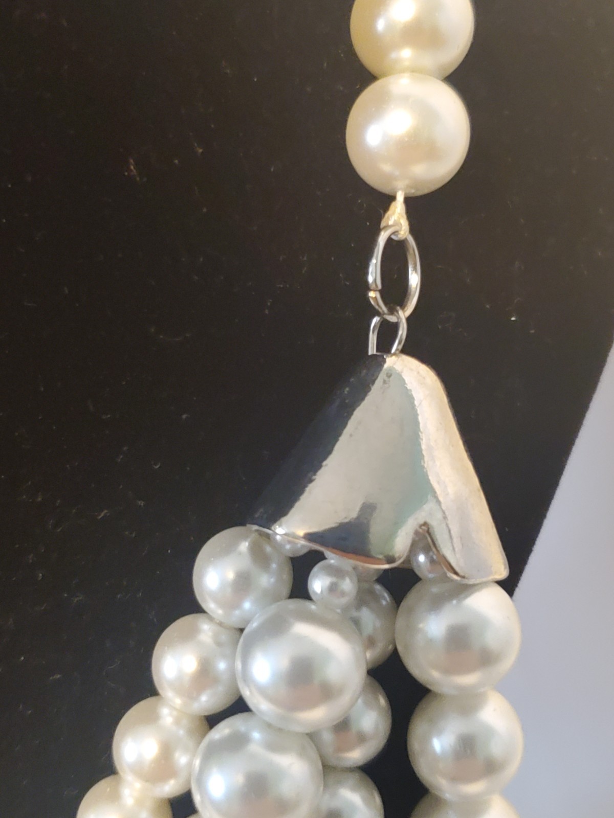 Vtg Multi Strand Faux Pearl Necklace With Silver Tone Lobster Claw Clasps C 1946