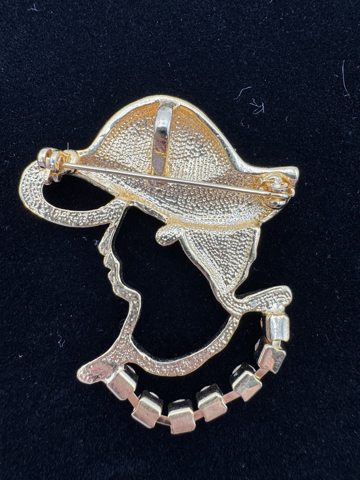Gold Tone Lady Red Hat Enamel Pin And Gold Tone Faux Pearl Brooch Lot of 2
