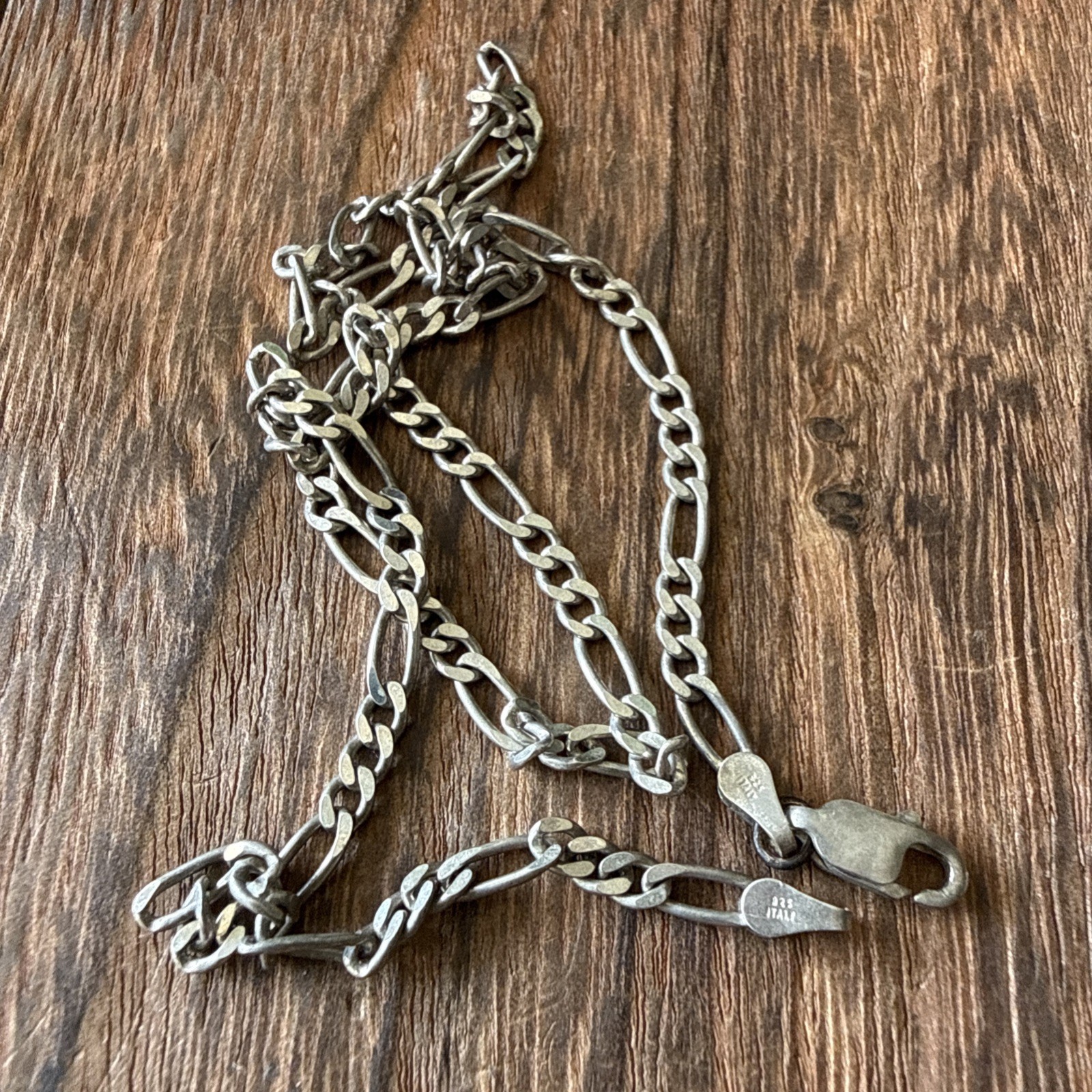 Vintage Fígaro Chain Necklace 16”Long 3mm Width Sterling Silver 925 Italy
