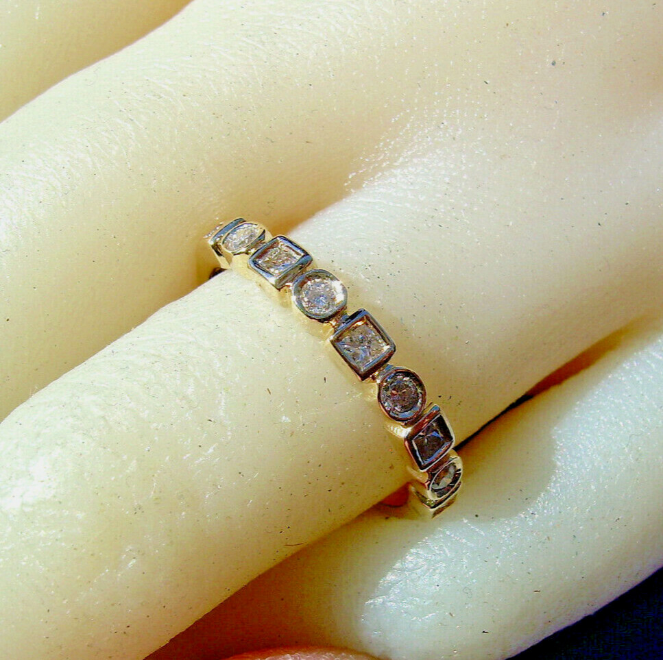 Original EARTH MINED DIAMOND Deco Wedding Band SOLID 14K GOLD Anniversary Ring 7