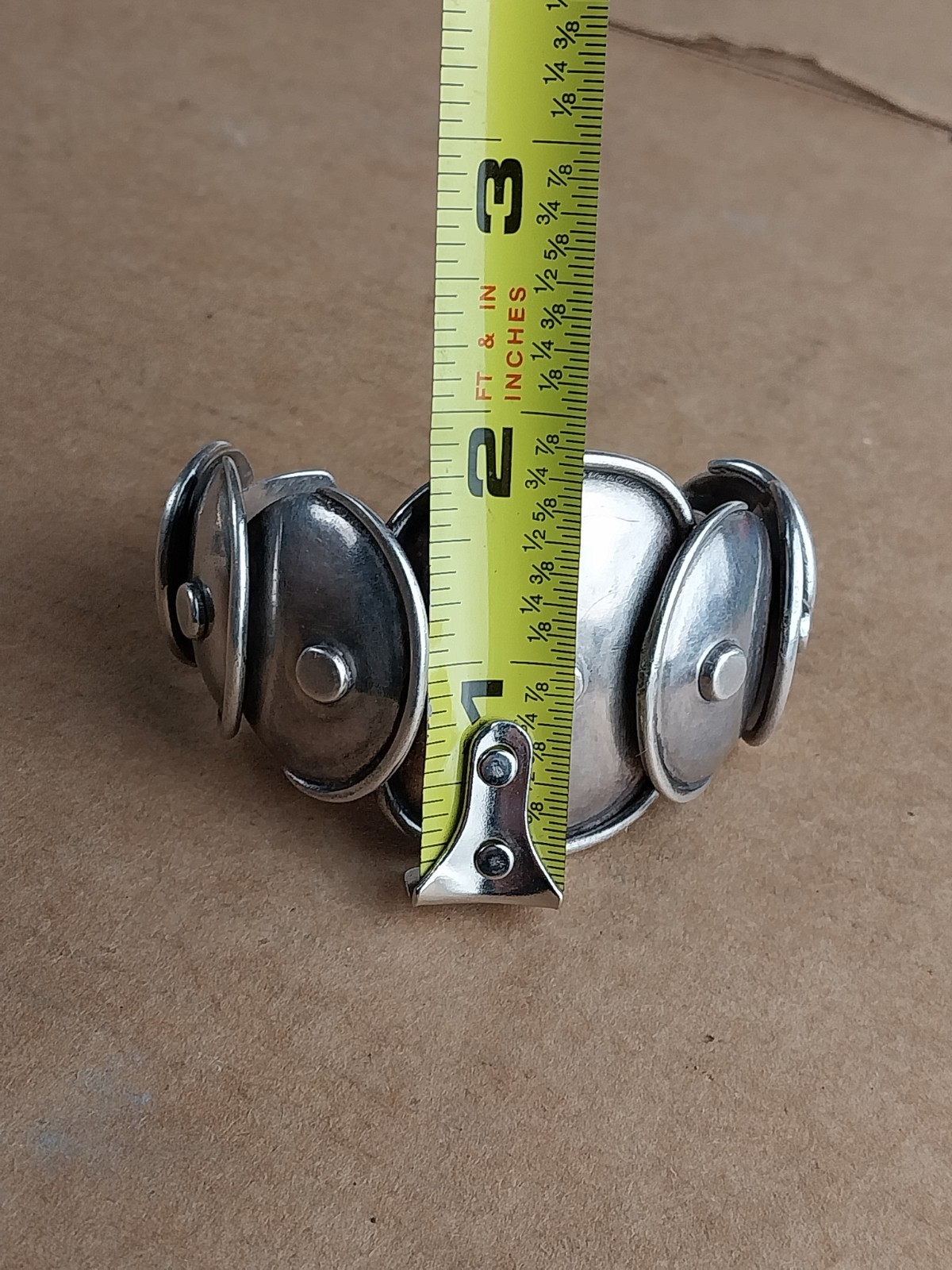 Vintage 1940s Taxco 980 Silver Modernist Mexican Silver Armadillo Cuff Bracelet