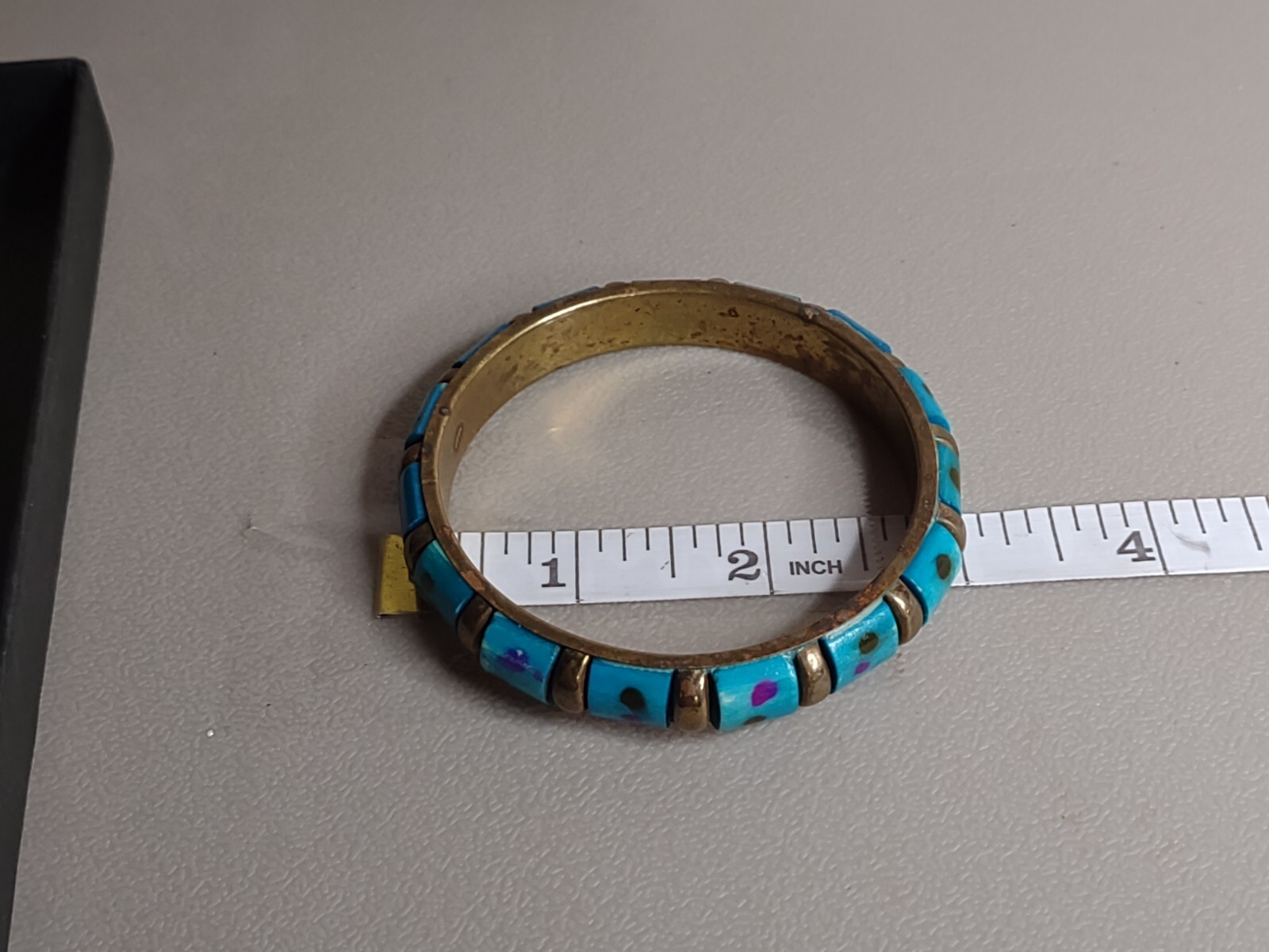 Vintage 7.5 Inch Blue And Purple Spotted Bangle Bracelet