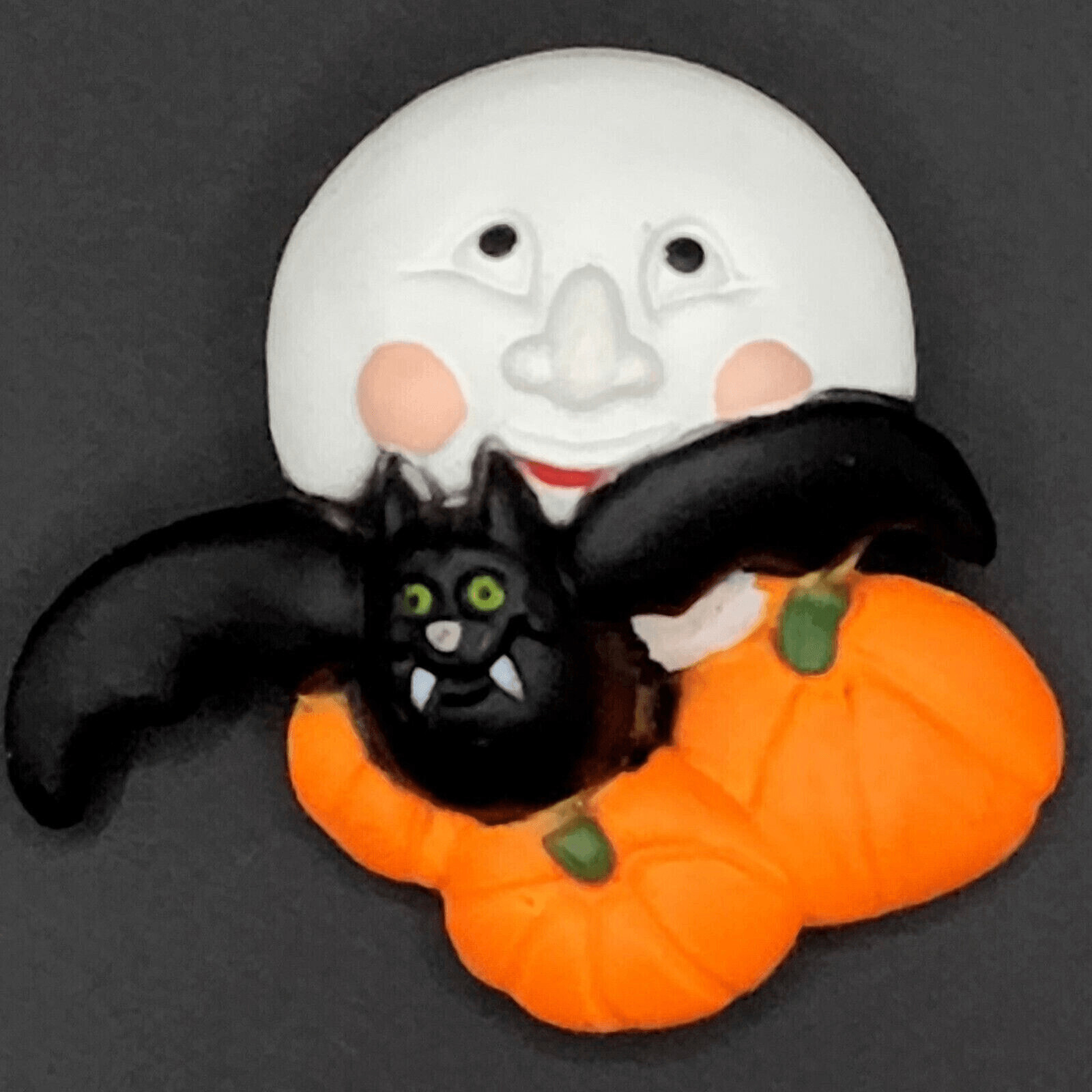 FUN WORLD Vintage Halloween Pin Full Moon Bats Pumpkin Brooch Costume Gift