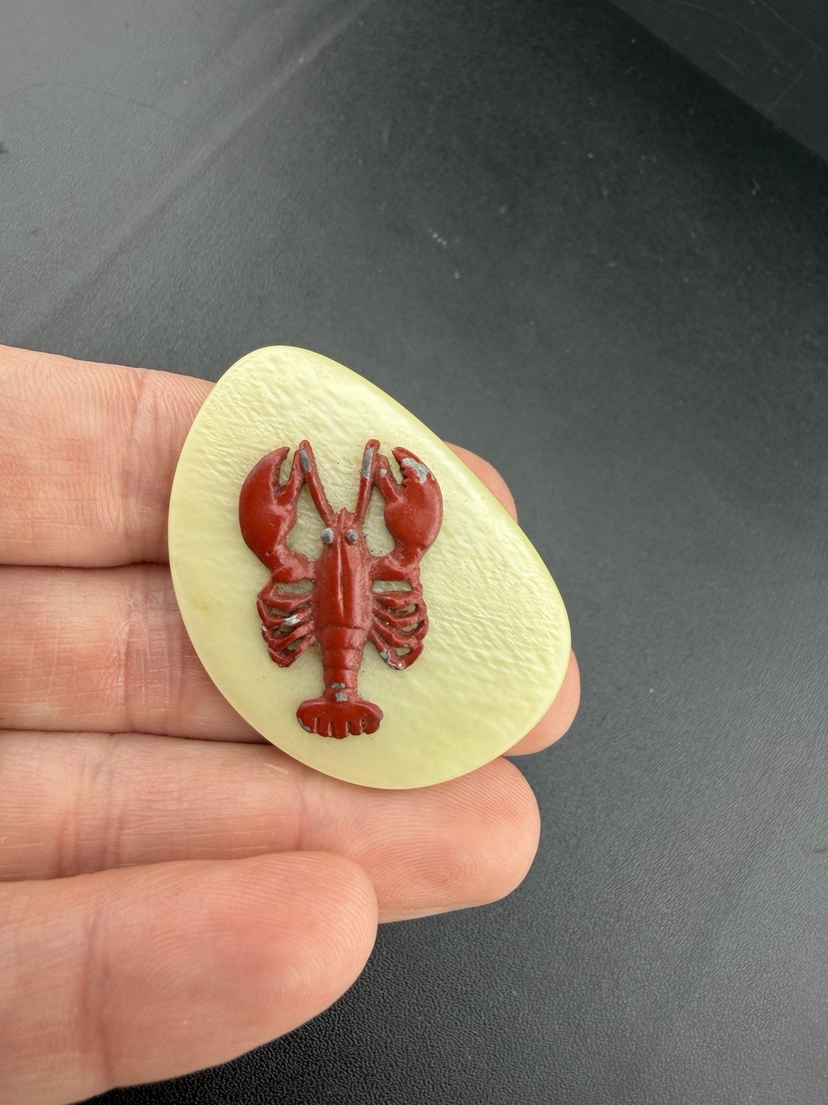 Vintage Red Lobster Off White Brooch Pin Estate Find