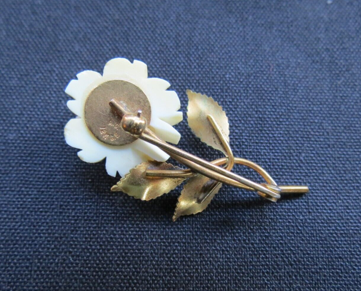 A.C. 12k GF Carved Rose Brooch