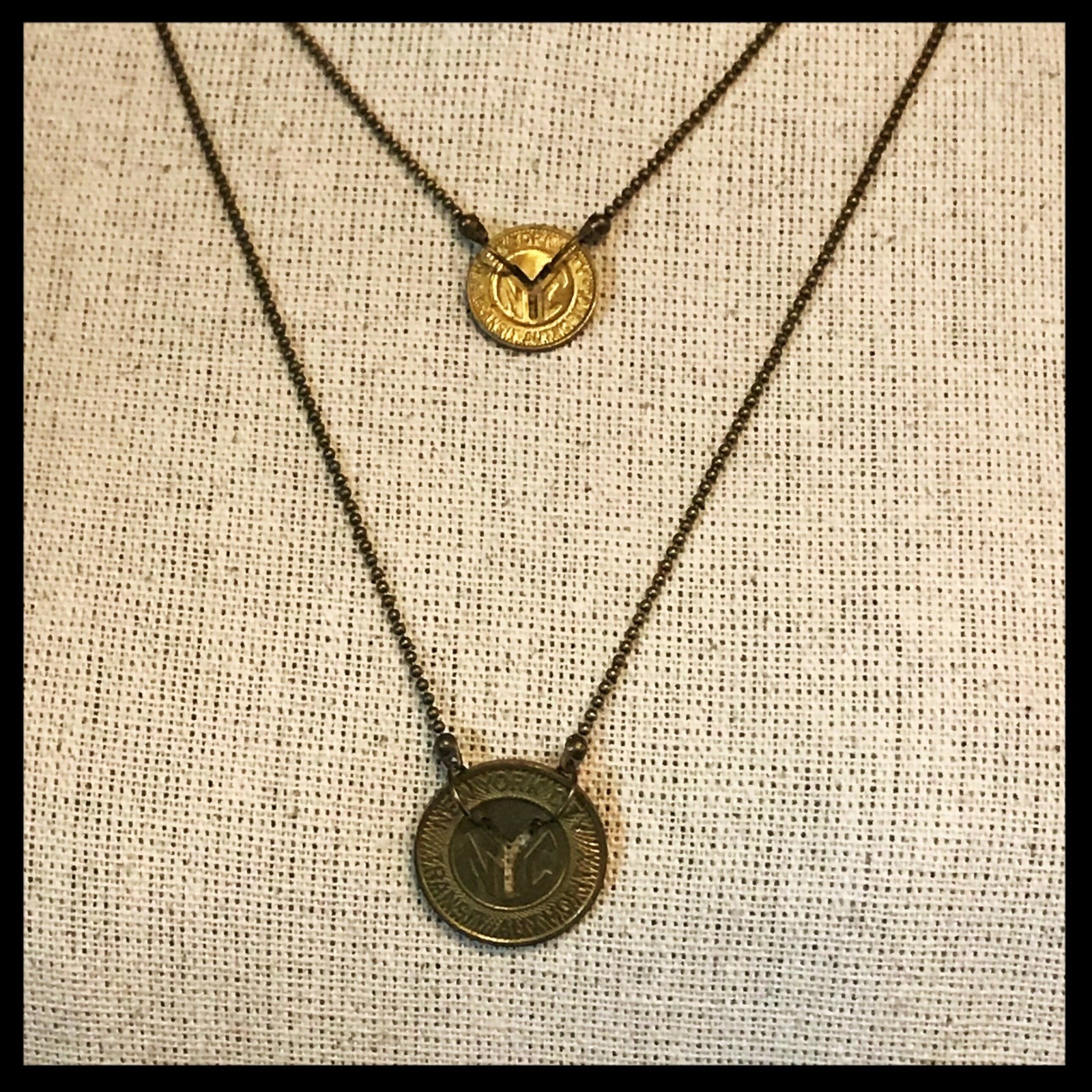 1950’s & 1970’s NYC Subway Token Double-Strand Necklace| Boho Layering