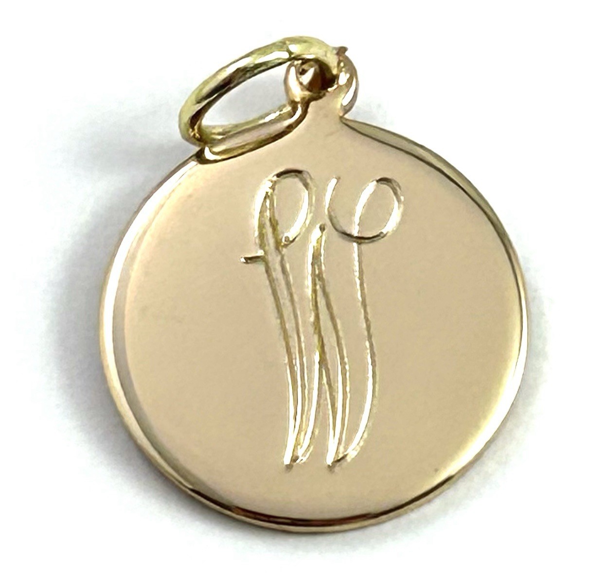 Vintage Initial W Charm Dainty Pendant Etched Gold Plated Metal Vintage Jewelry