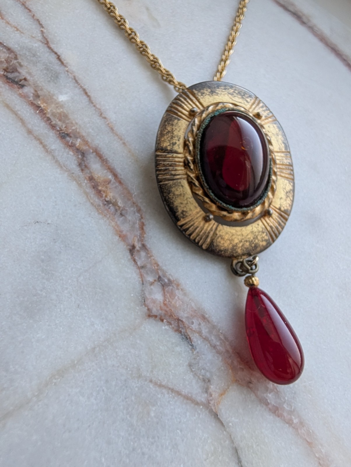 Vintage Lui Chantant Victorian Revival Convertible Brooch Pendant Necklace