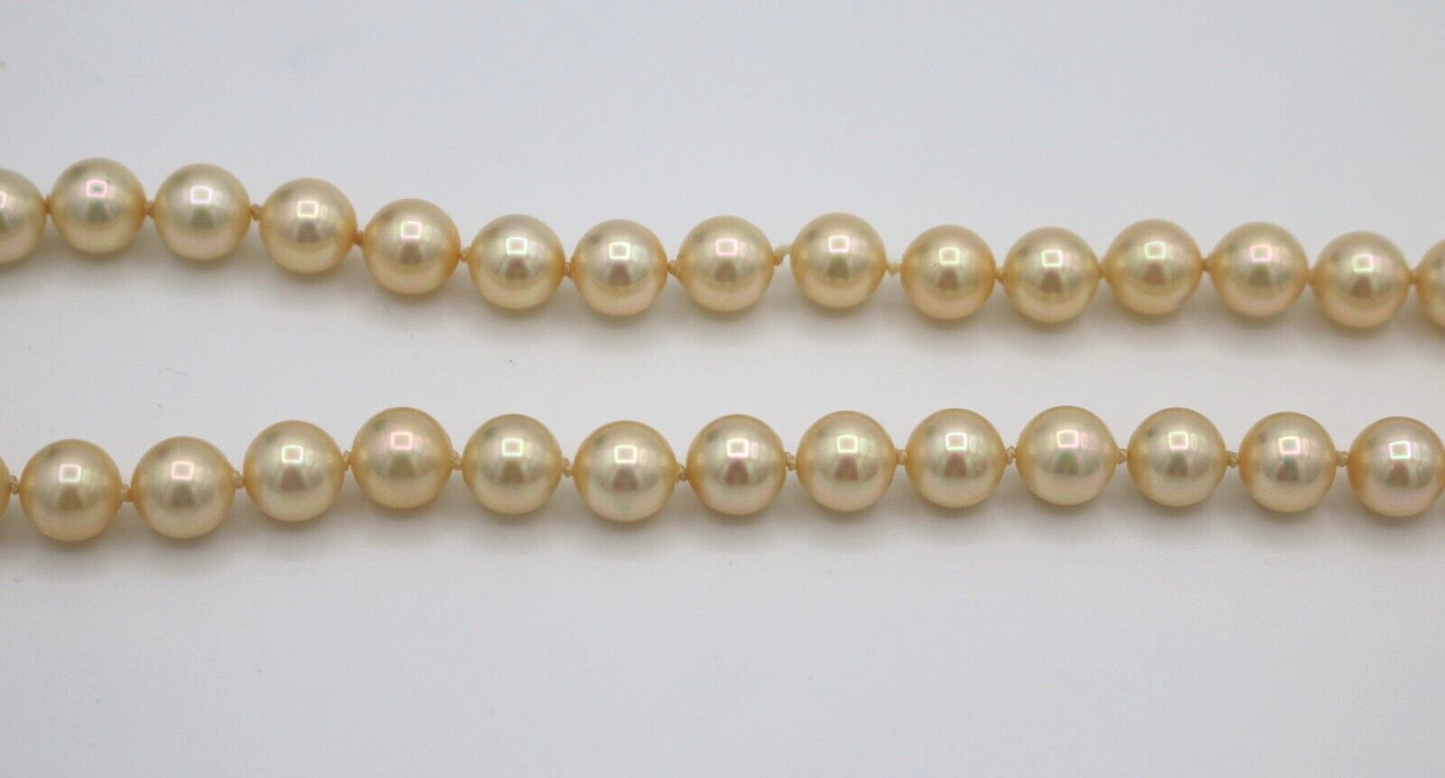Vintage 14k White Gold Clasp Faux Pearl Knotted Necklace 15”