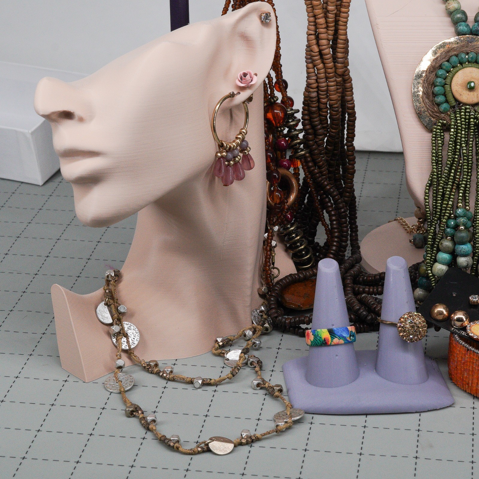 Boho Revival Jewelry bohemian Mix Layered Beads Leather wood beads & fringe 16pc