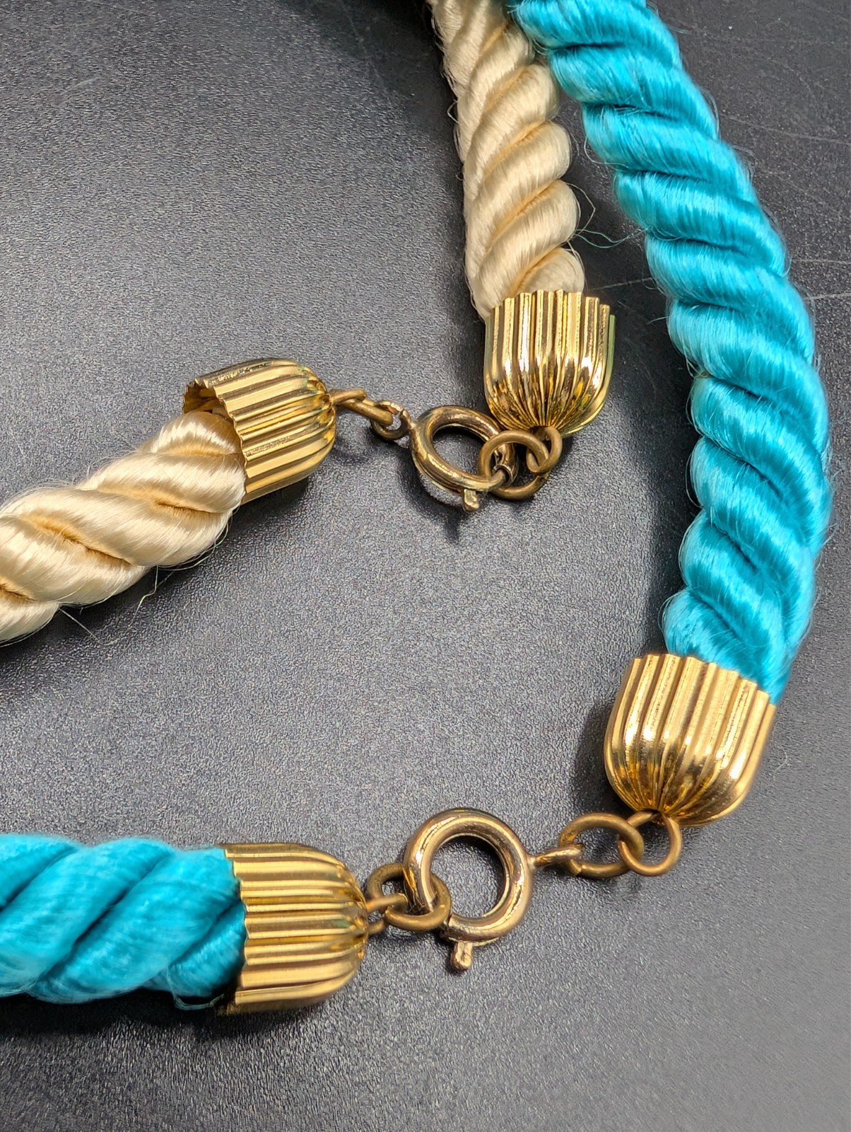 Vintage Gay Boyer Twisted Rope Gold-Tone Seashell Statement Necklace