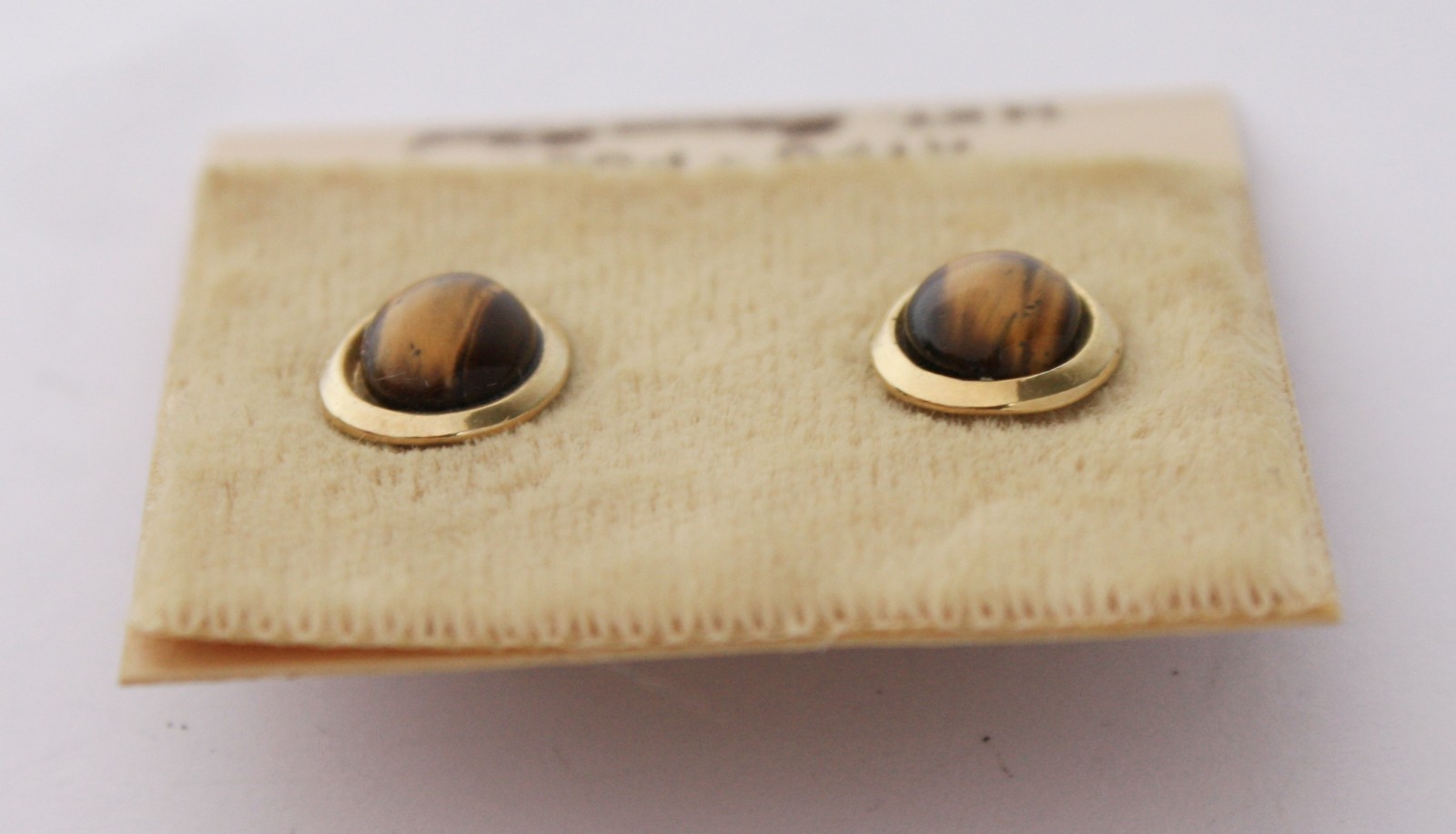 Vintage Tiger Eye 14K Eterna-Klad Stud Earrings