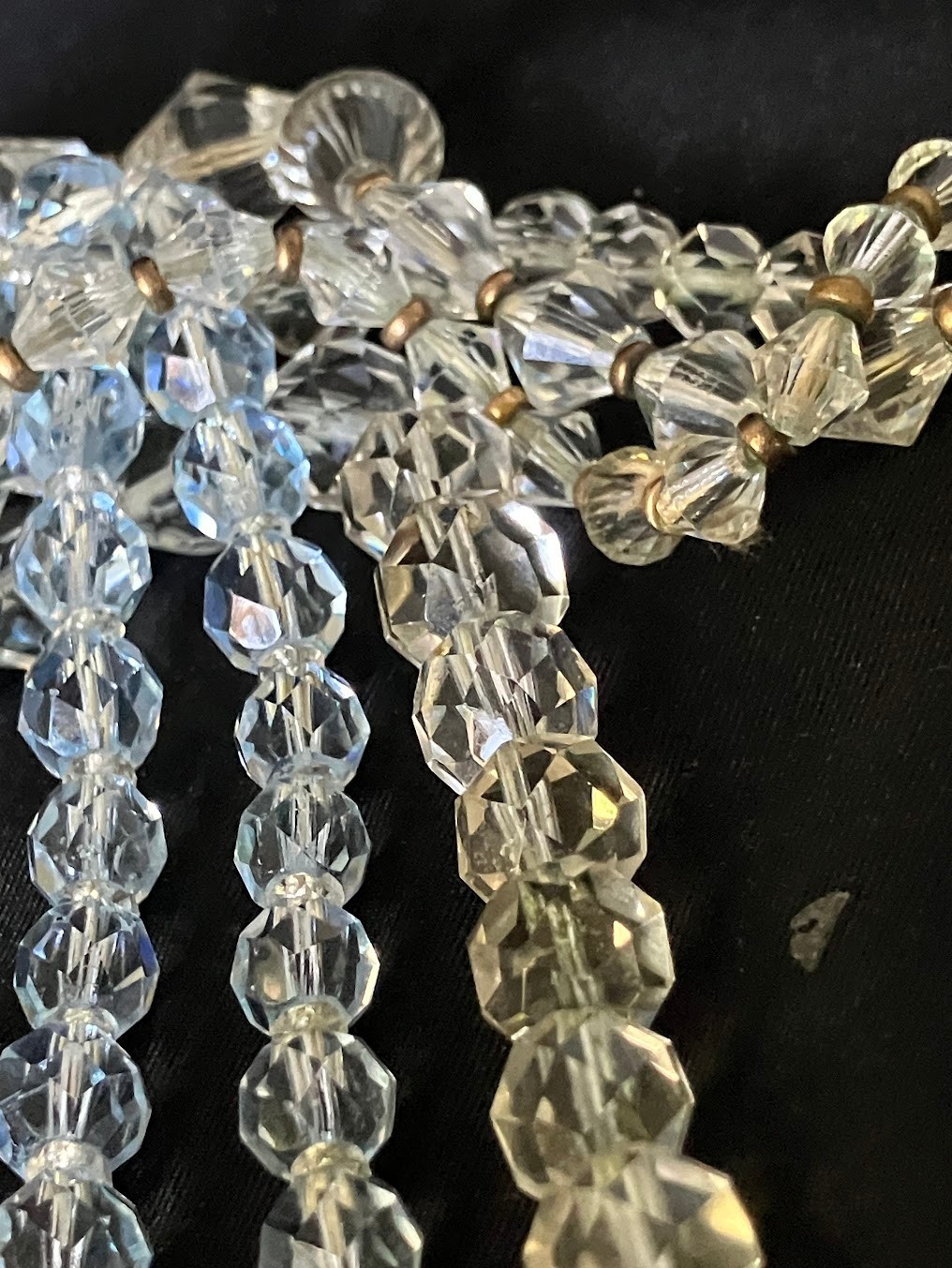 Vintage Faceted Crystal Glass Necklace Lot Cones Rounds FOR RESTRINGING UPCYCLE
