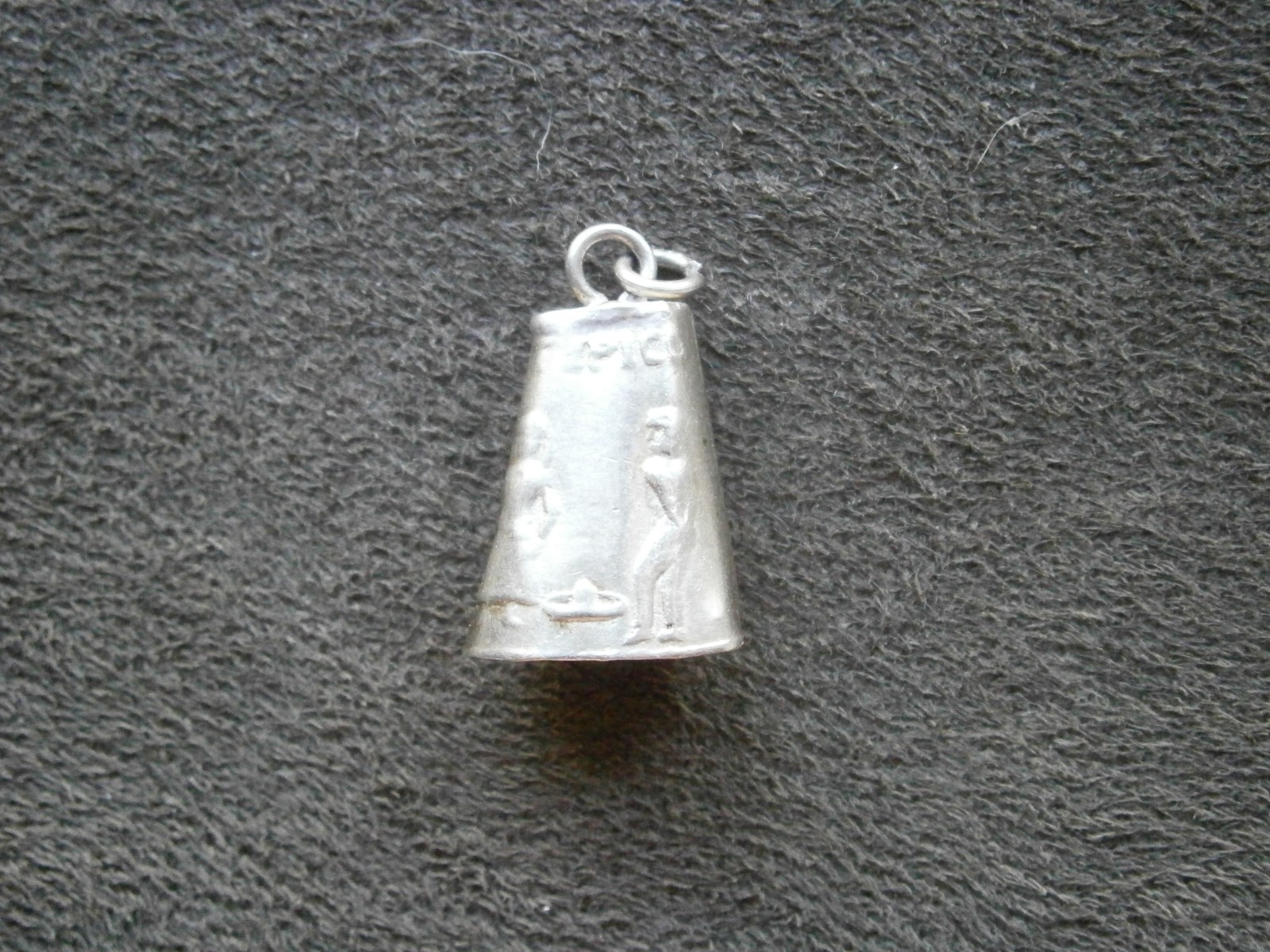 Sheep Cow Bell No Clapper Vintage Mexico Silvertone Bracelet Charm Pendant 1.5g