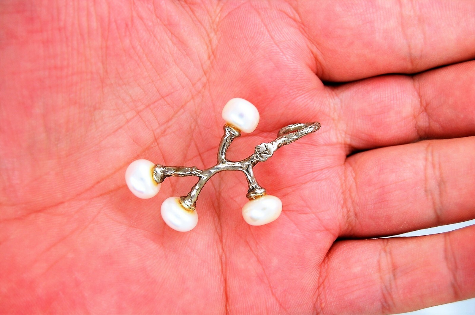 VINTAGE 925 STERLING SILVER JZ PEARL PENDANT