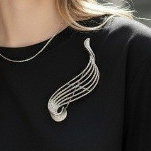 Swirl Brooch Silver Tone Ribbon Textured Layered Vintage Geometric