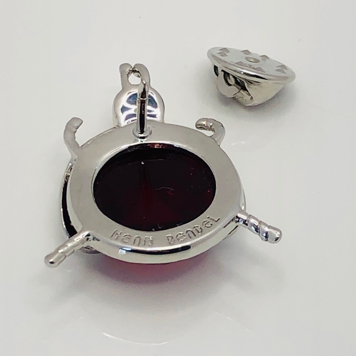 Auth New Henri Bendel Lady Bug Beetle Ruby and Faux Pearl Brooch Broach