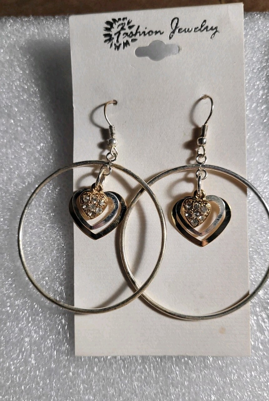 6 Pairs NEW VINTAGE DANGLE HOOPS EARRINGS PIERCED DROP BIG CLASSIC • OLD STOCK