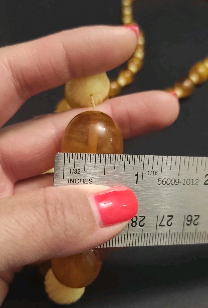 Antique Vintage Amber Bakelite Beads Necklace 64 grams