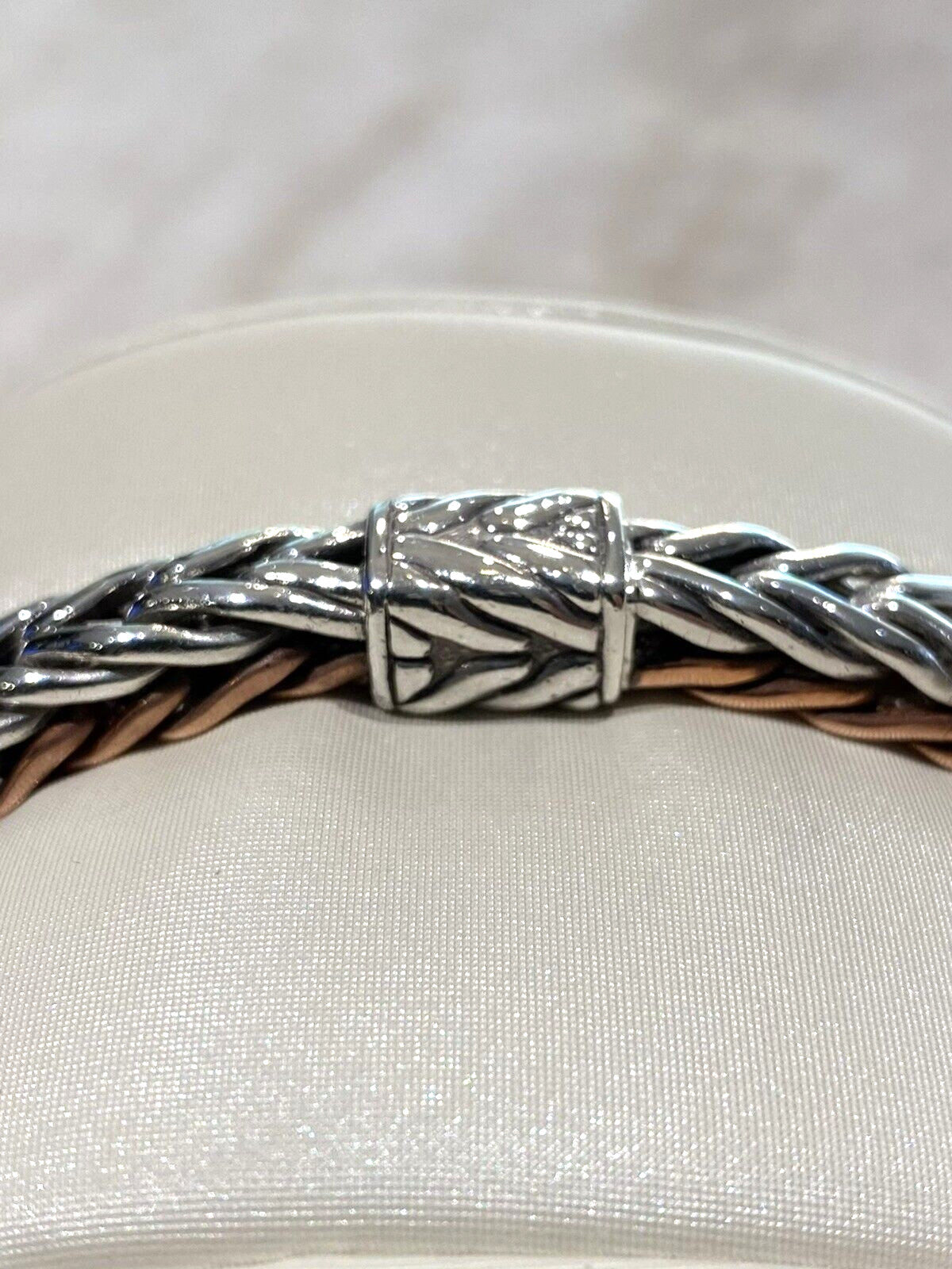 John Hardy sterling silver & copper spiga wheat chain bracelet, 5mm width.