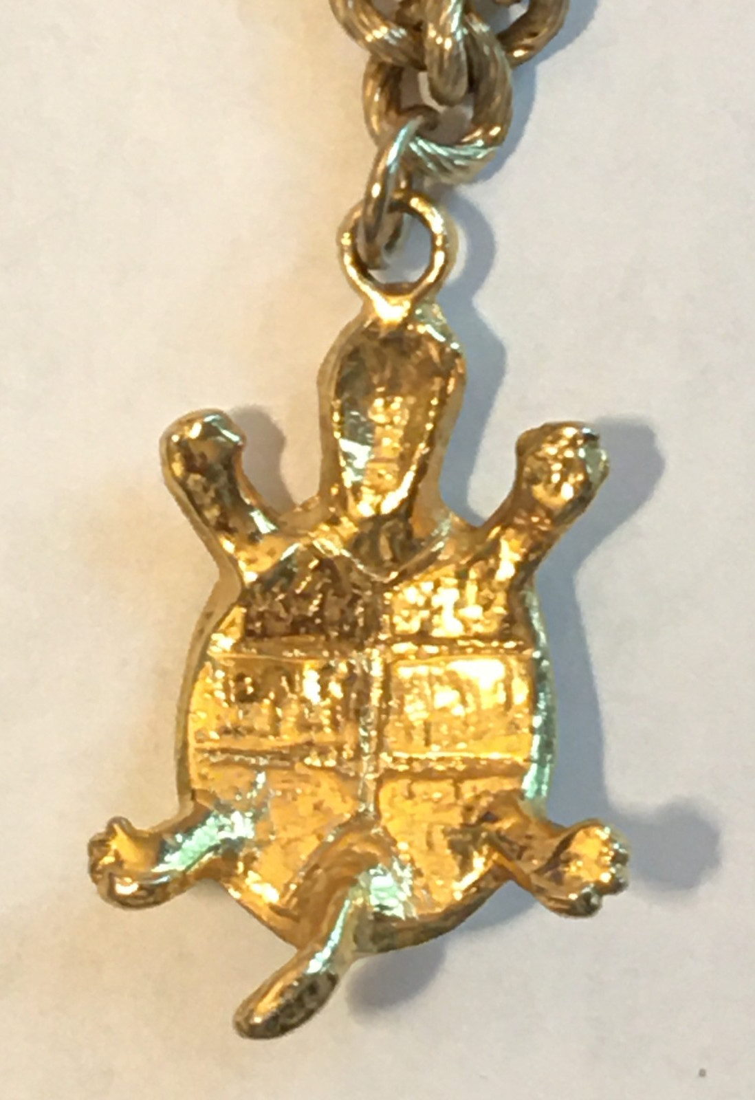 VINTAGE CHUNKY 3D FIGURAL GOLD TURTLE CHARM BRACELET – POSSIBLY LILLY PULITZER?